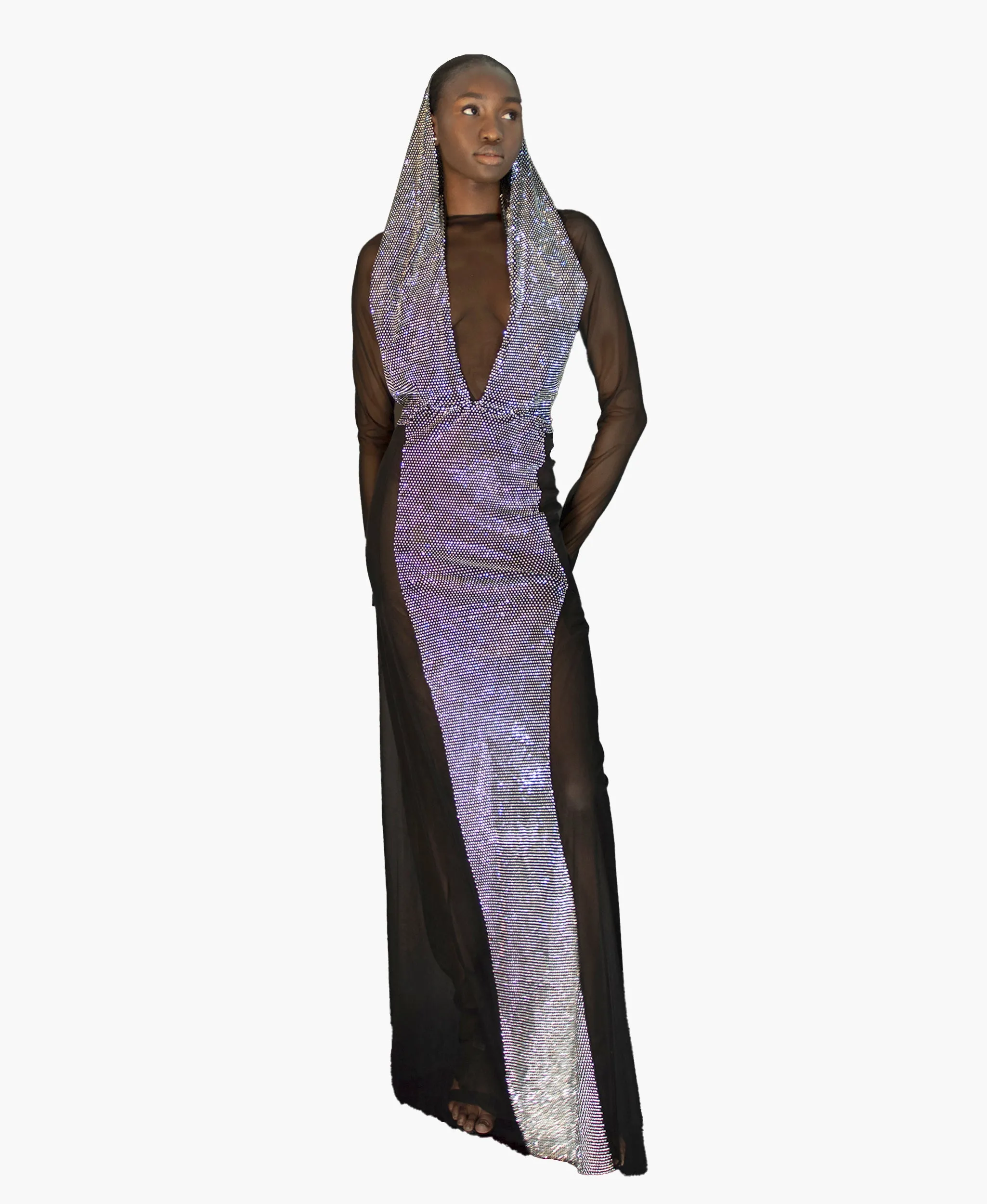 Jones Crystal Hooded Dress