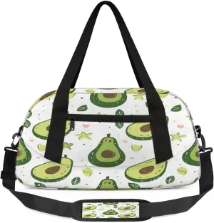 Kids Gym Bag with Adjustable Shoulder Strap, Farmhouse Rustic Nature Fruit Avocado Green Boys & Girls Travel Sport Duffle Bag School for Overnight Travel Bag