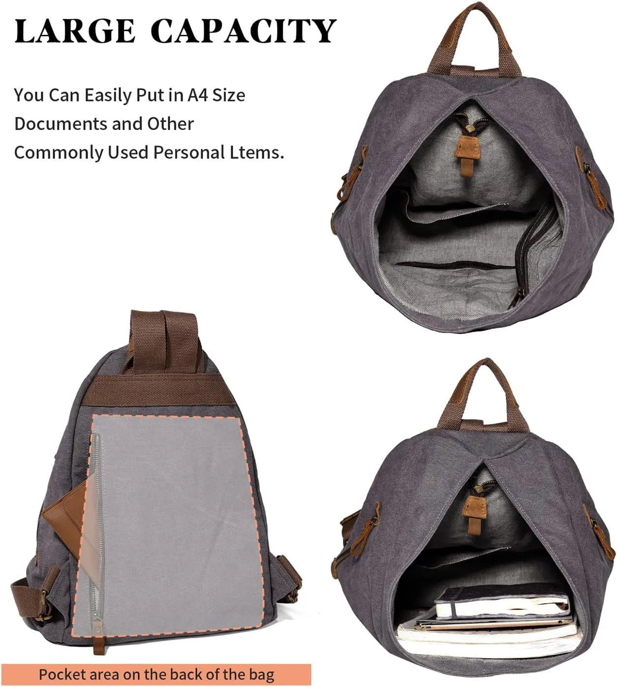 KL928 Canvas Vintage Backpack  Large Casual Daypack Outdoor Travel Rucksack Hiking Backpacks for Men Women