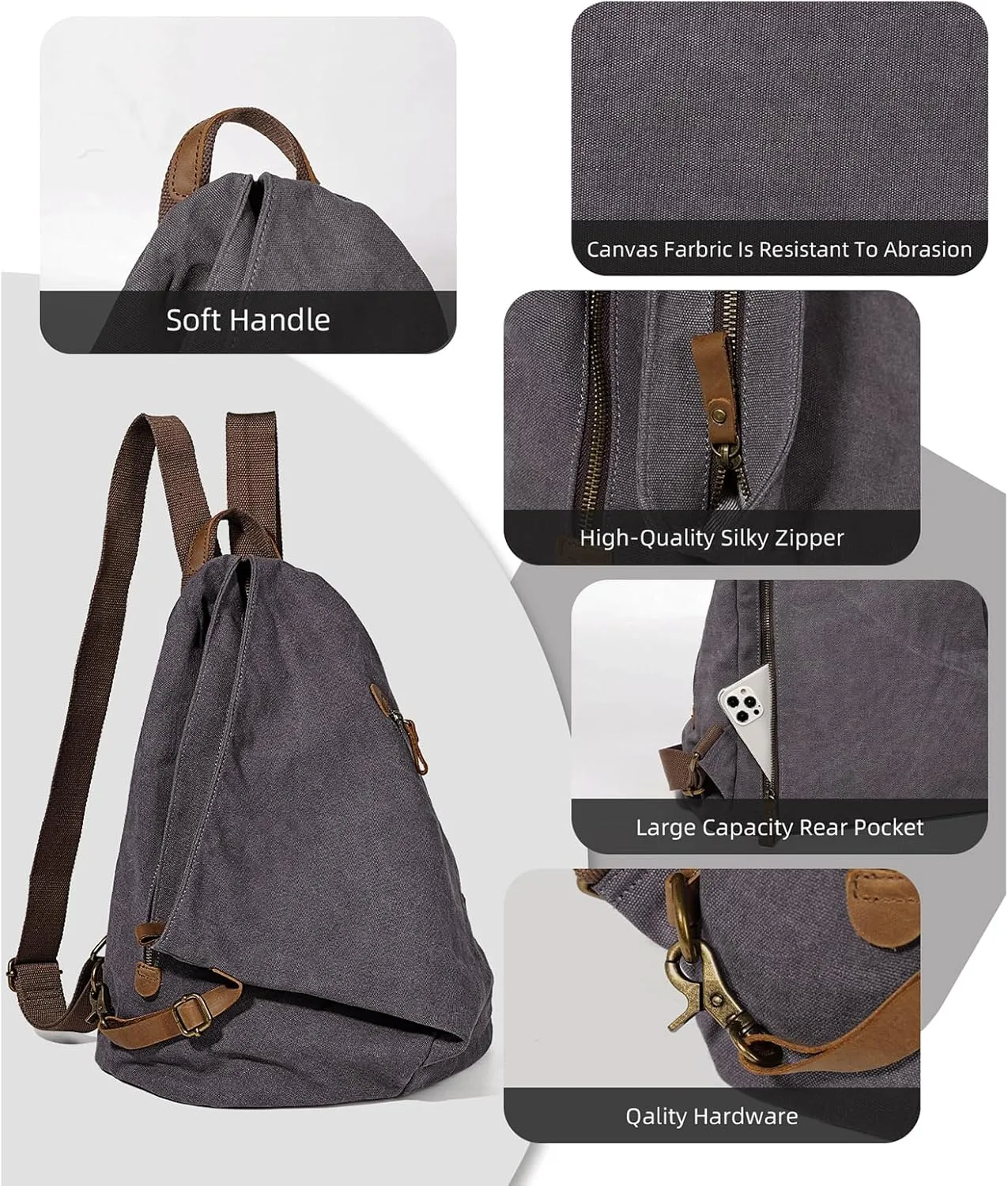 KL928 Canvas Vintage Backpack  Large Casual Daypack Outdoor Travel Rucksack Hiking Backpacks for Men Women