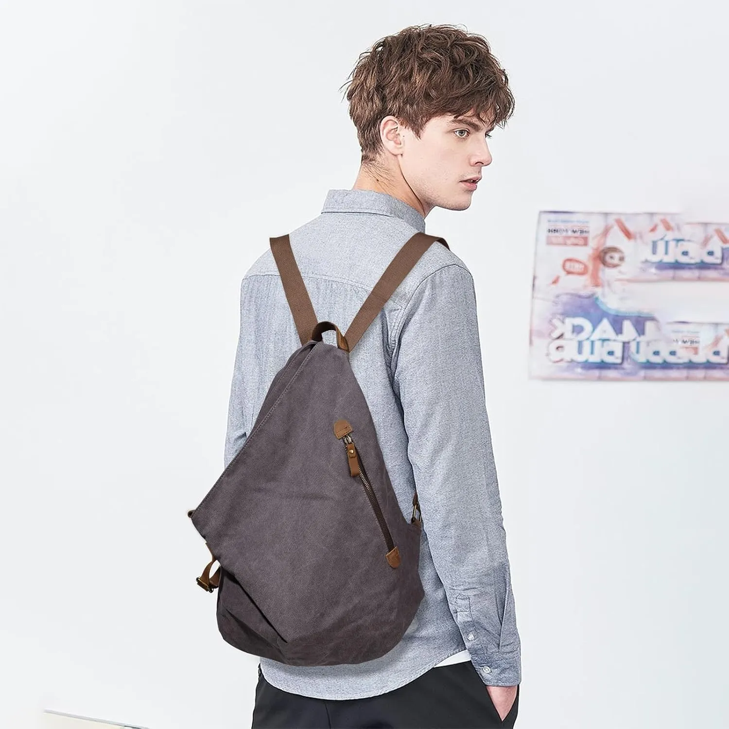 KL928 Canvas Vintage Backpack  Large Casual Daypack Outdoor Travel Rucksack Hiking Backpacks for Men Women