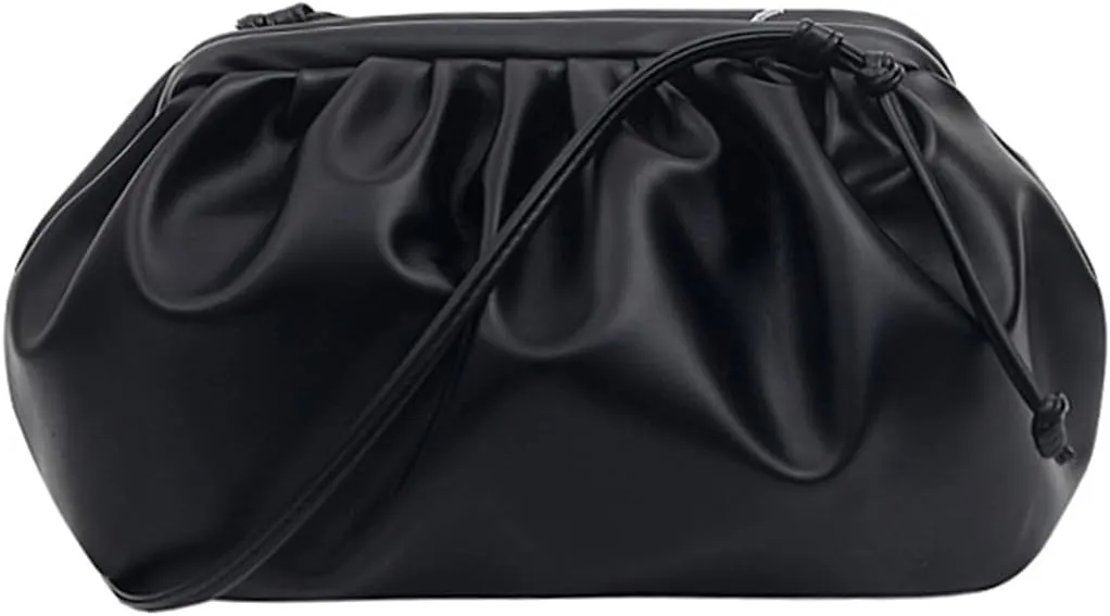 Leather Clutch Purses Bag for Women,Soft Cloud Crossbody Evening Bag Detachable Strap