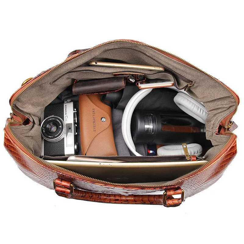 Leather Duffle Weekend Travel Bag For Men