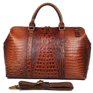 Leather Duffle Weekend Travel Bag For Men