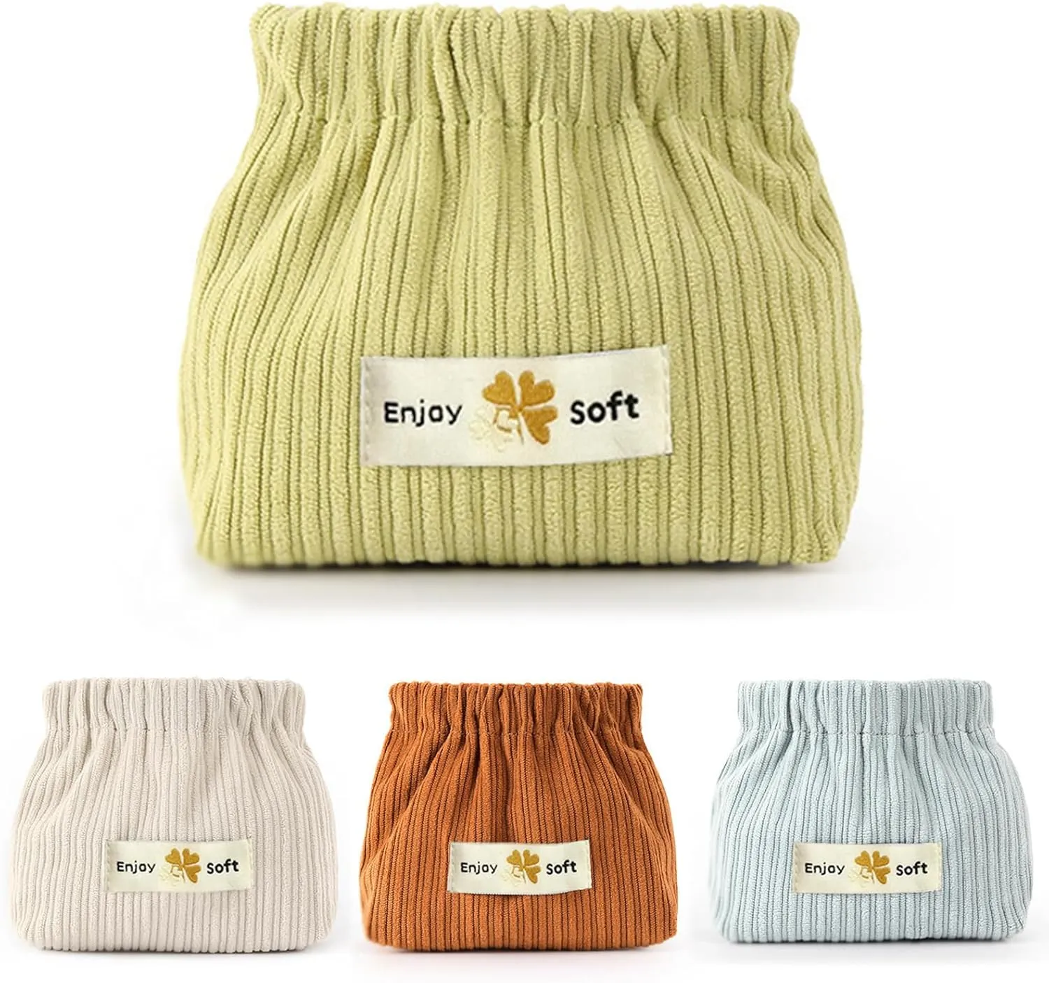 Lipstick Bag Corduroy Makeup Bag Small Cosmetic Bags for Women Snap Closure Organizer Pouch - Self-Closing Travel Mini Coin Purse Lipstick Organizer for Women Girls(Green)
