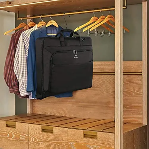 MATEIN Garment Bags, Large Suit Travel Bag with Pockets & Shoulder Strap for Business Trip, Professional Foldable Carry On Bag Gifts for Men Women, Client, Waterproof Luggage Bags for Travel, Black