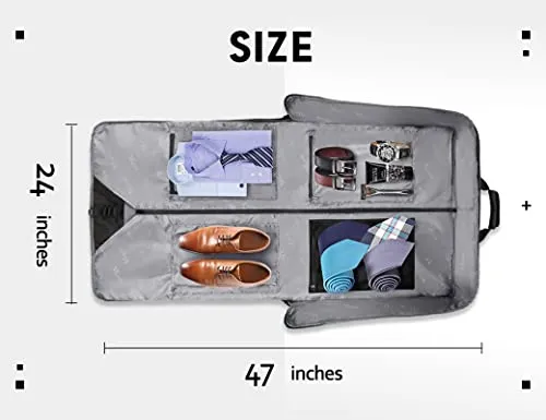 MATEIN Garment Bags, Large Suit Travel Bag with Pockets & Shoulder Strap for Business Trip, Professional Foldable Carry On Bag Gifts for Men Women, Client, Waterproof Luggage Bags for Travel, Black