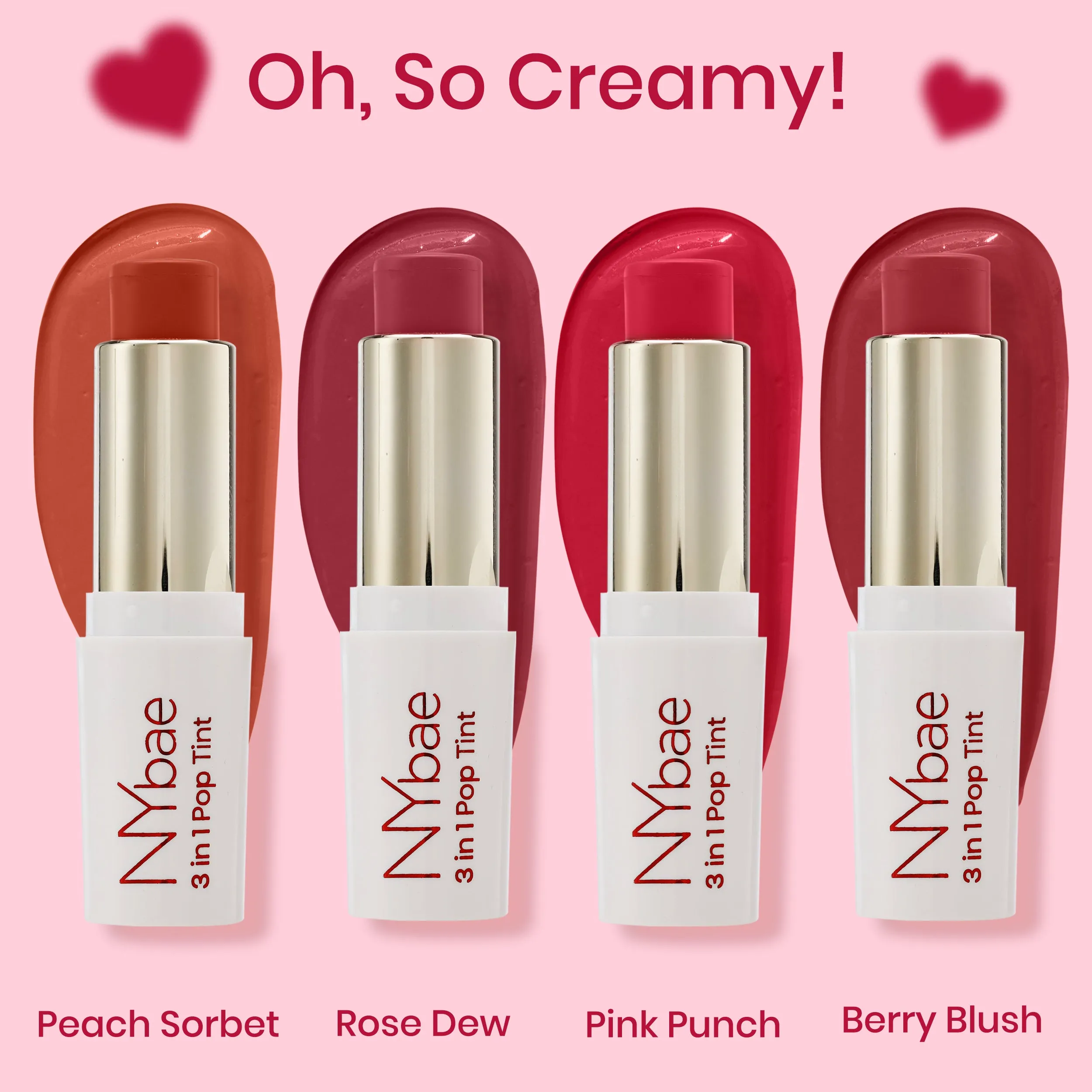 NY Bae 3 in 1 Pop Tint | Eyeshadow | Blush | Lip & Cheek Tint | Korean Beauty | Dewy Finish | K- beauty | Lipstick | Lip Balm - Pink Punch 07 (4.5g)