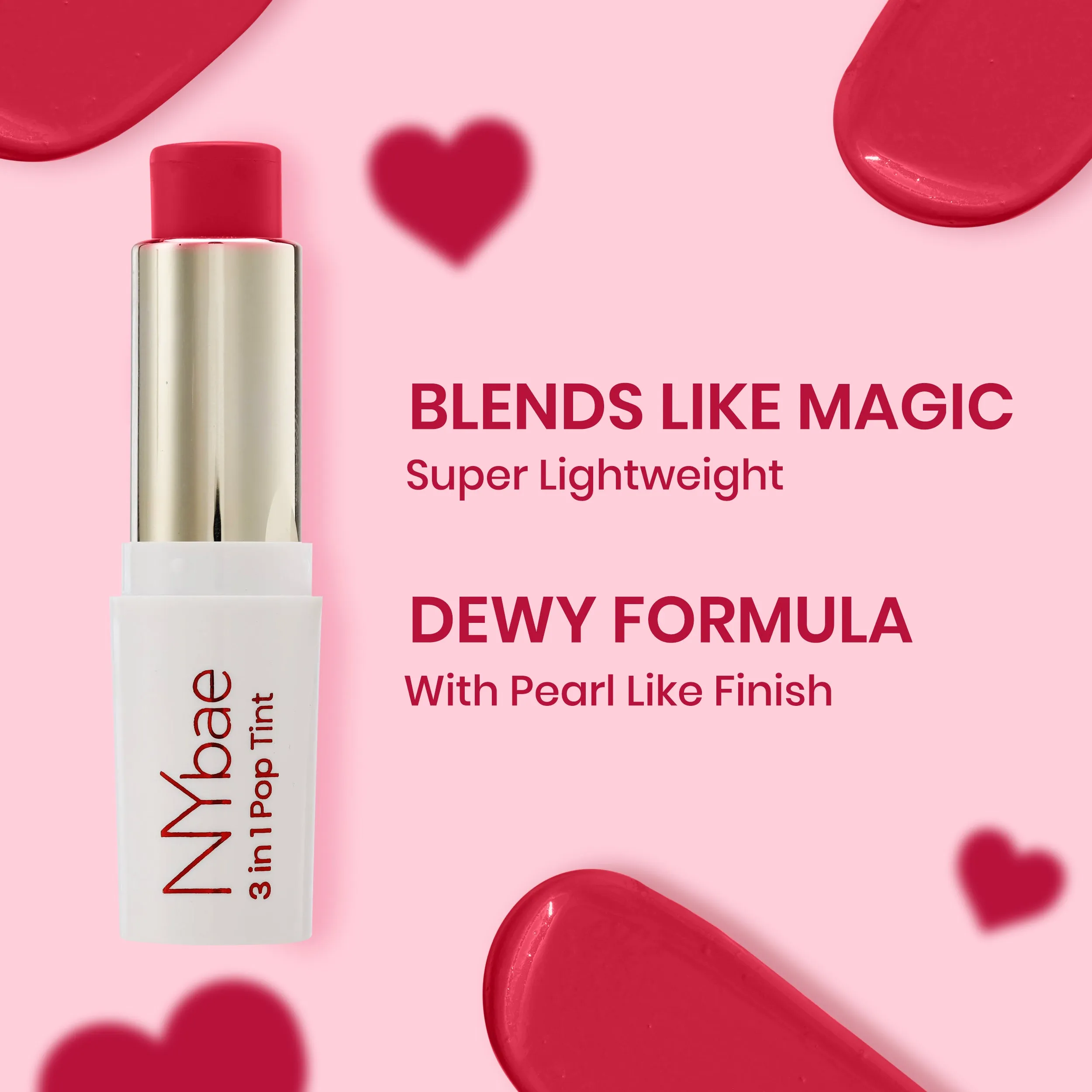NY Bae 3 in 1 Pop Tint | Eyeshadow | Blush | Lip & Cheek Tint | Korean Beauty | Dewy Finish | K- beauty | Lipstick | Lip Balm - Pink Punch 07 (4.5g)