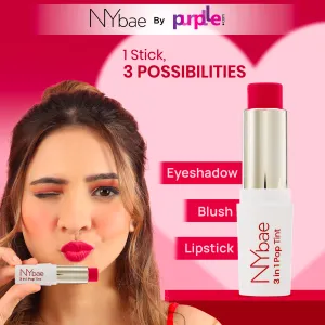 NY Bae 3 in 1 Pop Tint | Eyeshadow | Blush | Lip & Cheek Tint | Korean Beauty | Dewy Finish | K- beauty | Lipstick | Lip Balm - Pink Punch 07 (4.5g)