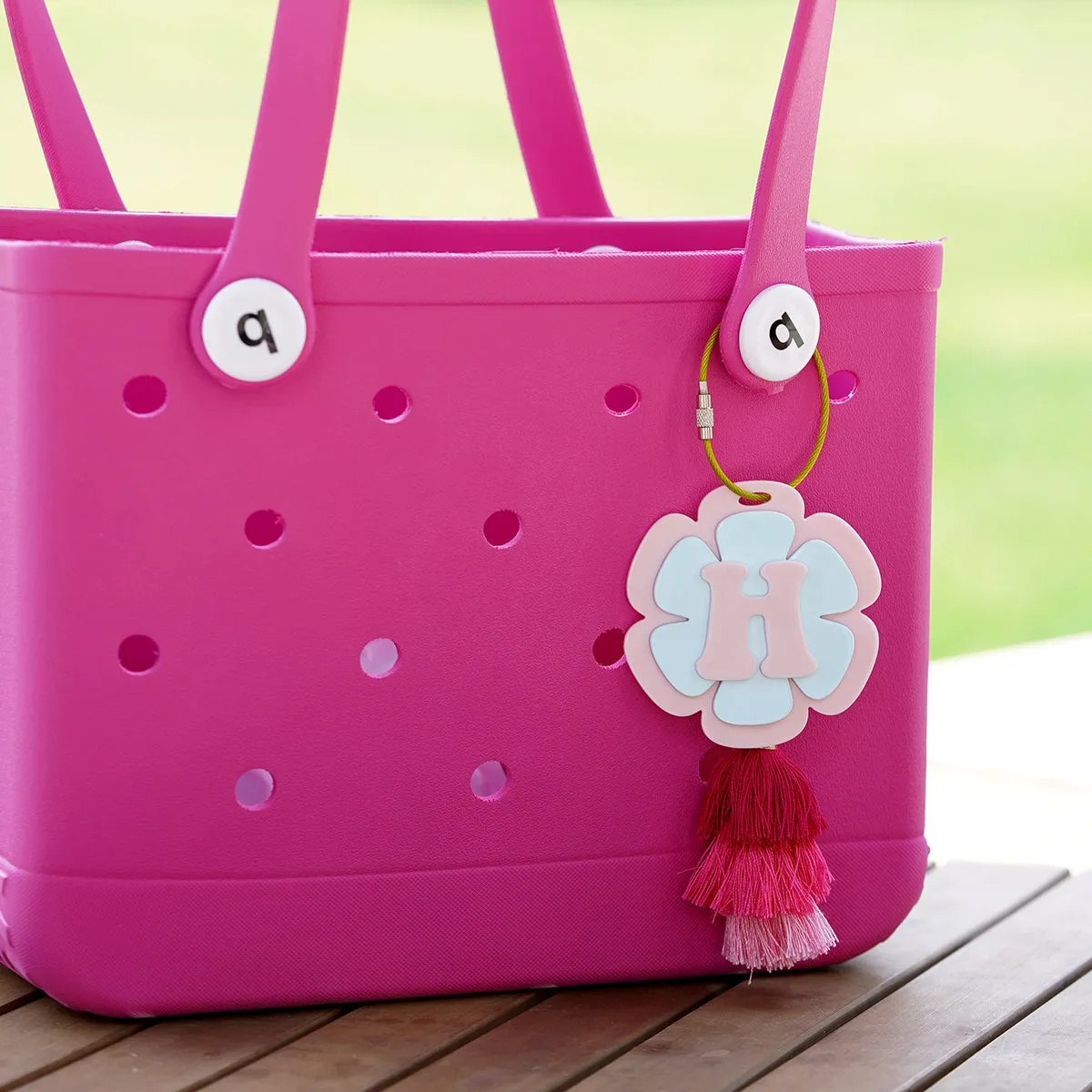 Owllaser Bright Flowers, Double Clusters, Handbag Charm, Keychain with Customizable Initial