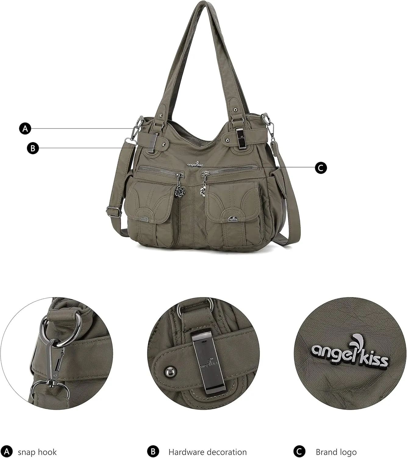 Purses and Handbags Women Tote Shoulder Top Handle Satchel Hobo Bags Fashion Washed Leather Purse