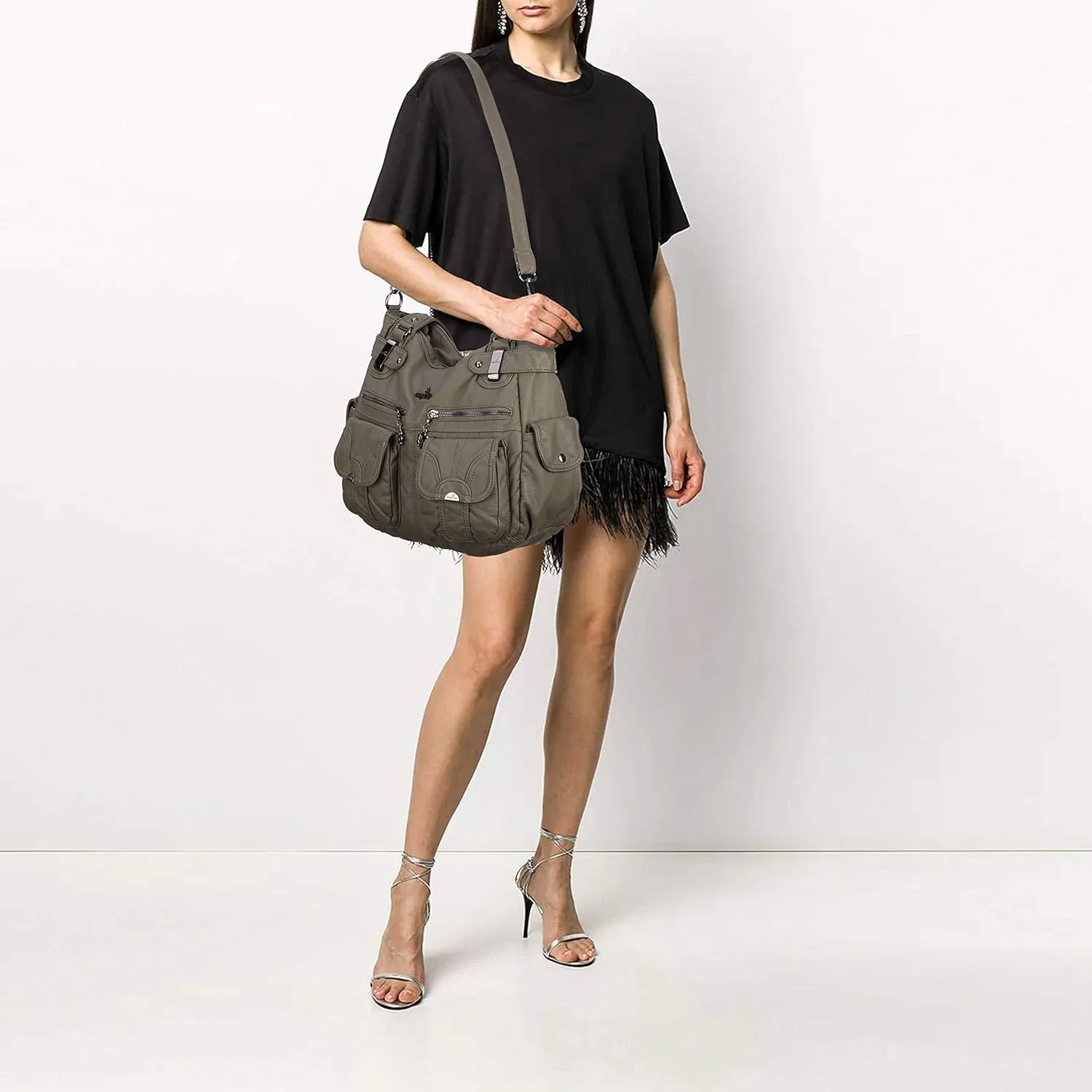 Purses and Handbags Women Tote Shoulder Top Handle Satchel Hobo Bags Fashion Washed Leather Purse