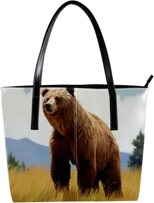 Purses for Women,Tote Bag Aesthetic,Women's Tote Handbags,Bear Meadow