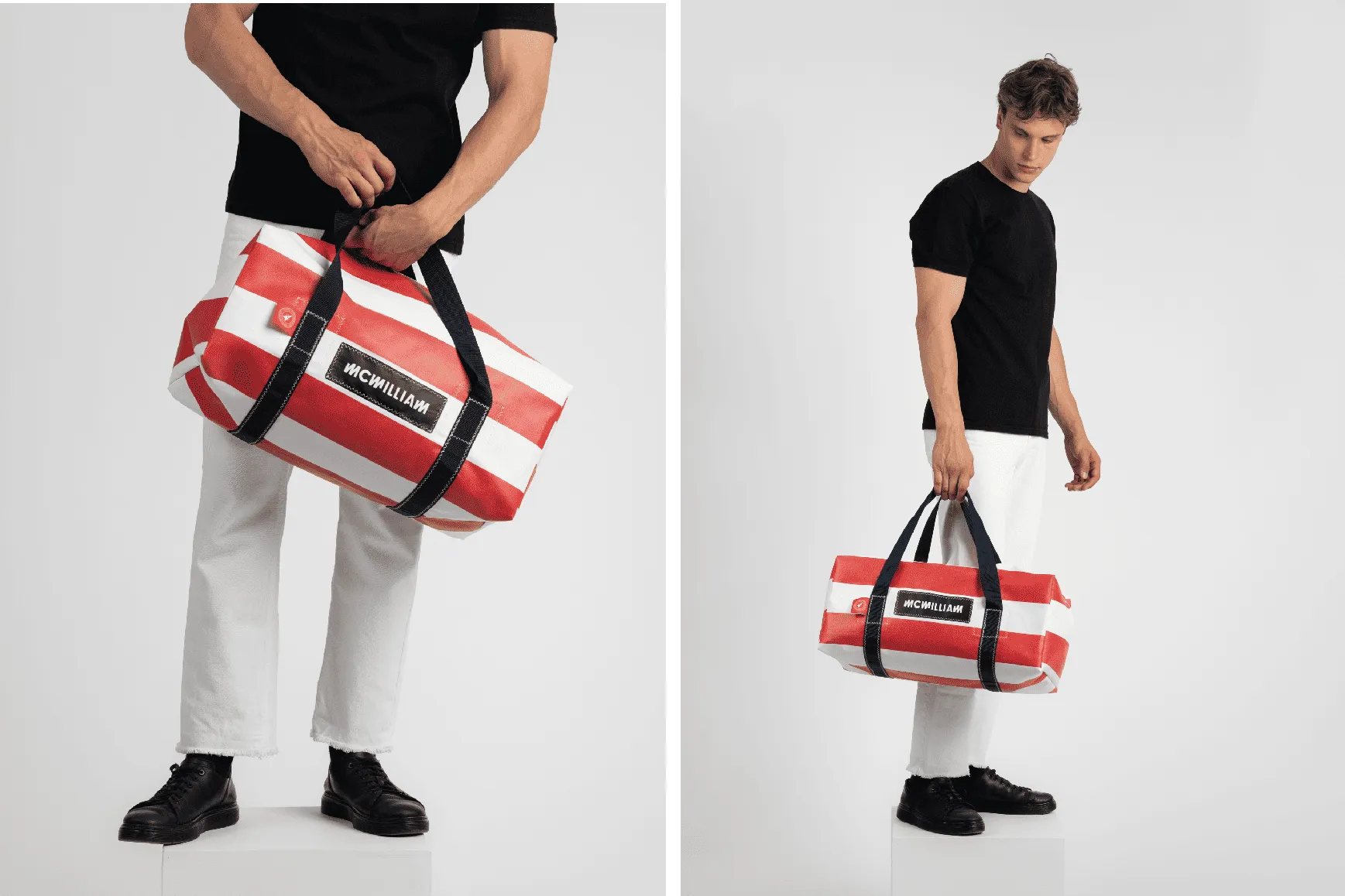 Red Medium Holdall (42L) - Classic Stripe