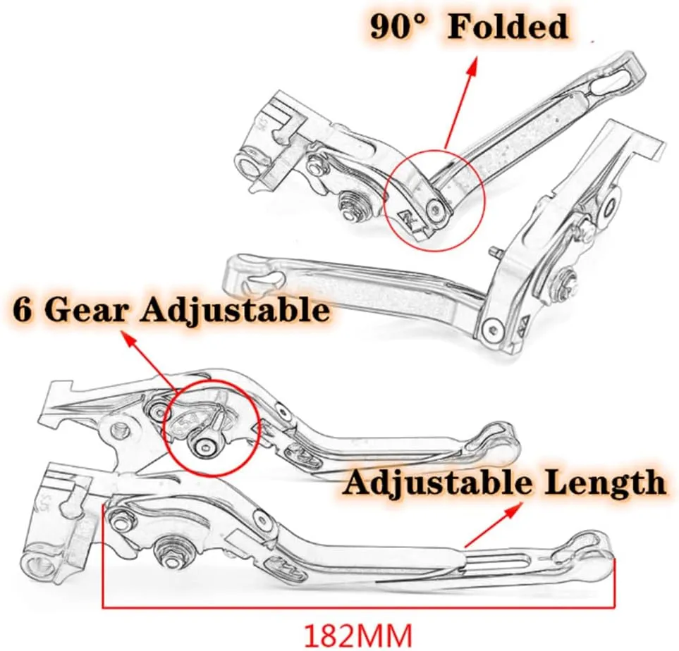 Retractable Foldable Brake Lever Clutch Lever for Triumph Speed Twin 900 Trident 660 Daytona 660 2021-2025, CNC Aluminum Alloy Made (Black)