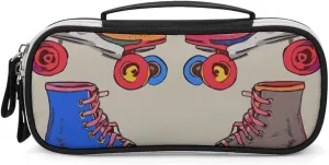 Retro Colorful Roller Skates Leather Makeup Bag Portable Small Cosmetic Organizer Waterproof Toiletry Bags Brushes Pencils And Travel Make Up Accessories