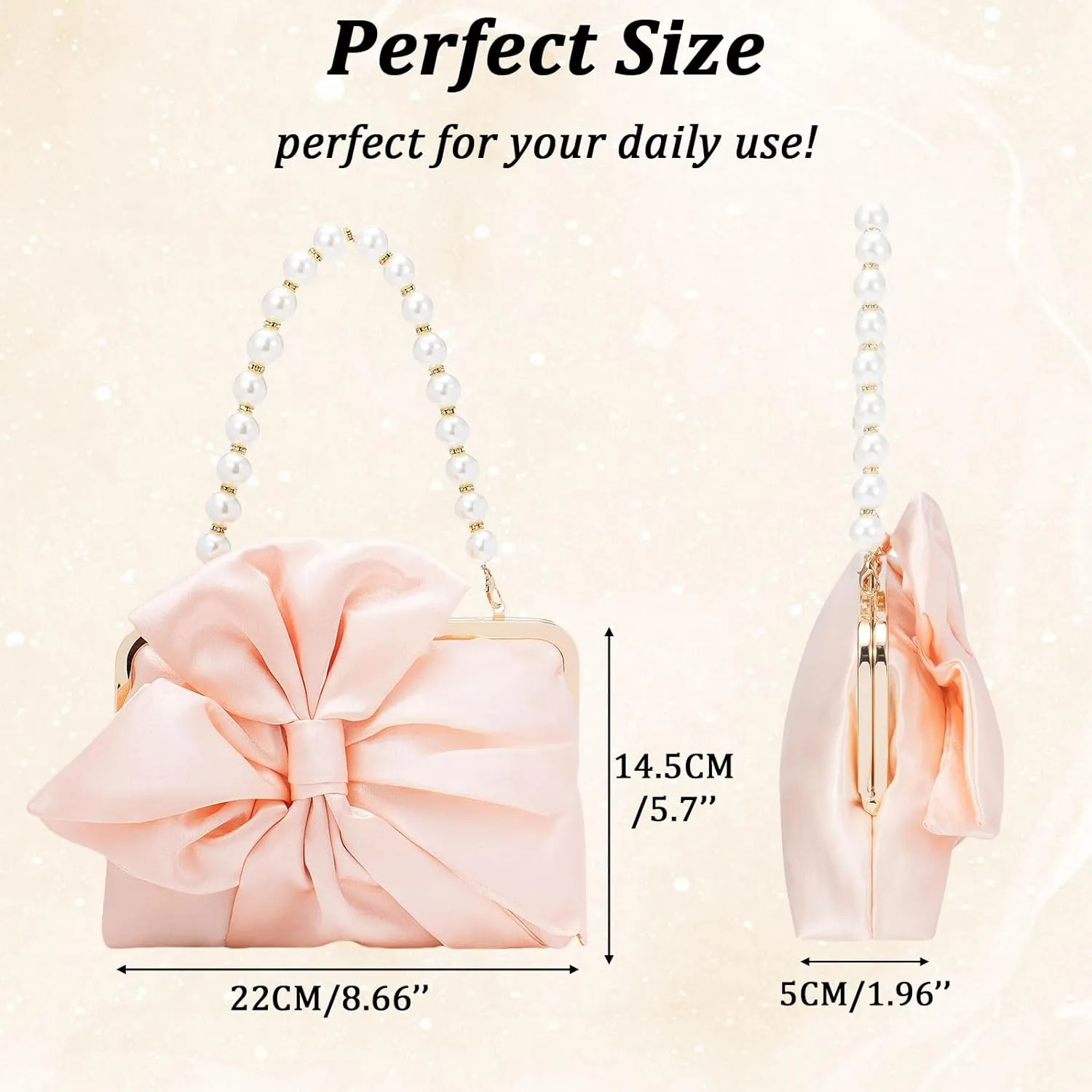 Simcat Womens Clutch Bag,Pleated Satin Handbag Lady Pleated Bow Purse Evening Bag with Chain for Wedding Prom Formal Party