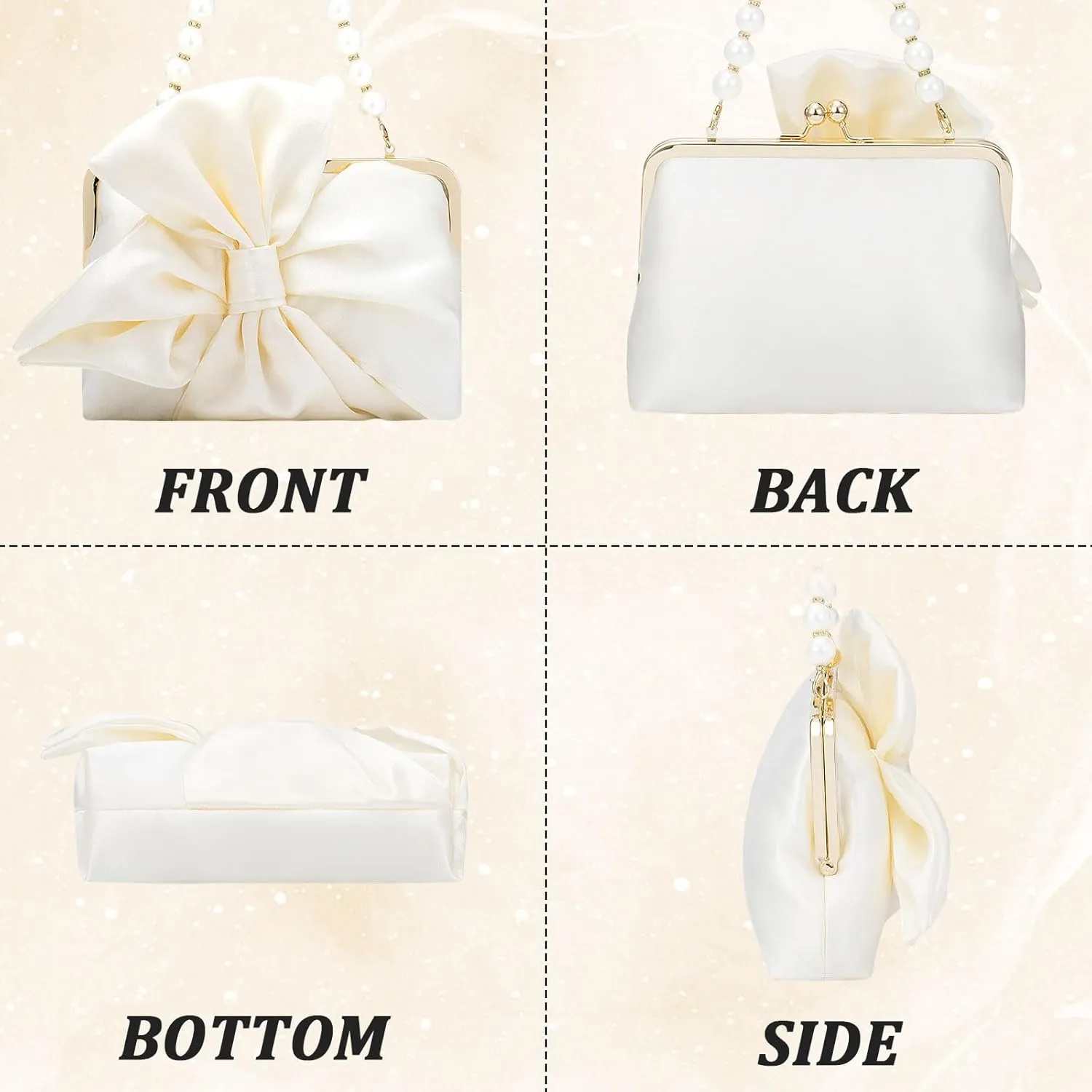 Simcat Womens Clutch Bag,Pleated Satin Handbag Lady Pleated Bow Purse Evening Bag with Chain for Wedding Prom Formal Party