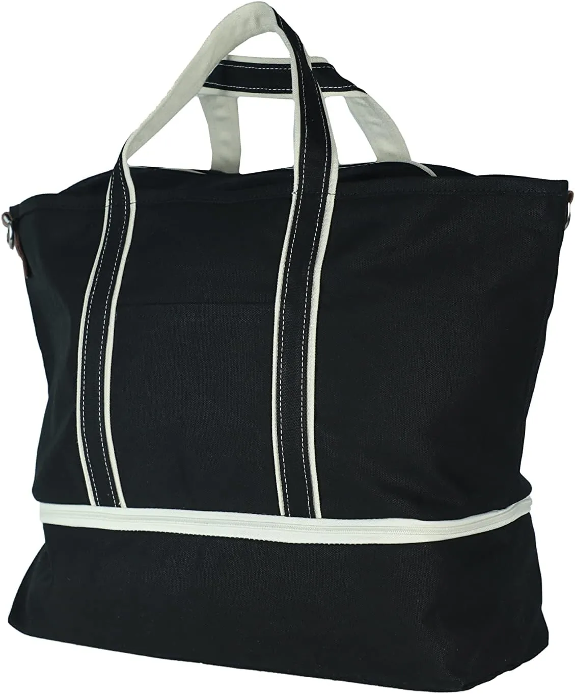Tag&Crew Multi Pocket Rhodes Ventura Weekender Travel Duffle Canvas Bag with Shoe Compartment, Detachable Shoulder Strap, Black