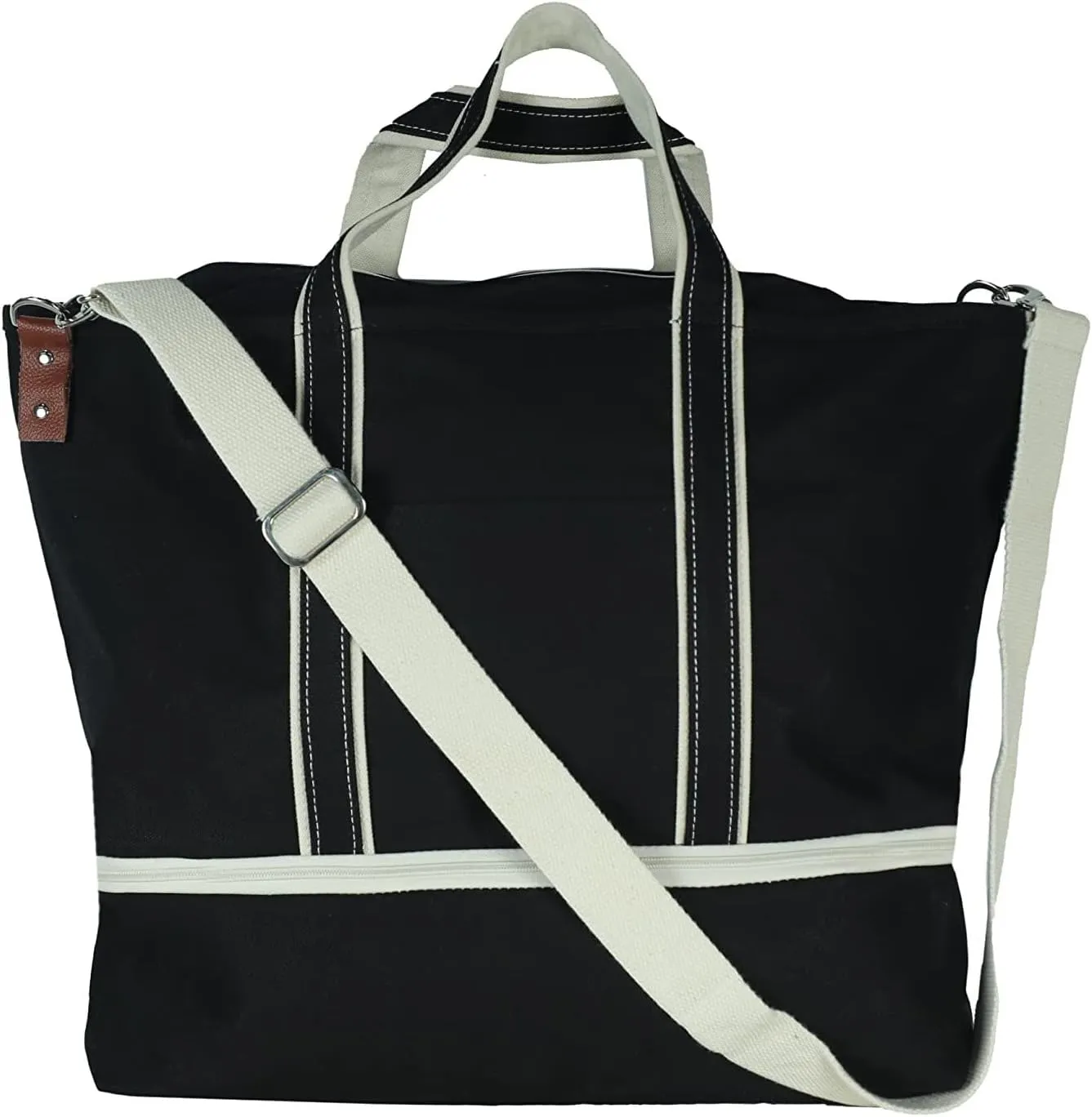 Tag&Crew Multi Pocket Rhodes Ventura Weekender Travel Duffle Canvas Bag with Shoe Compartment, Detachable Shoulder Strap, Black