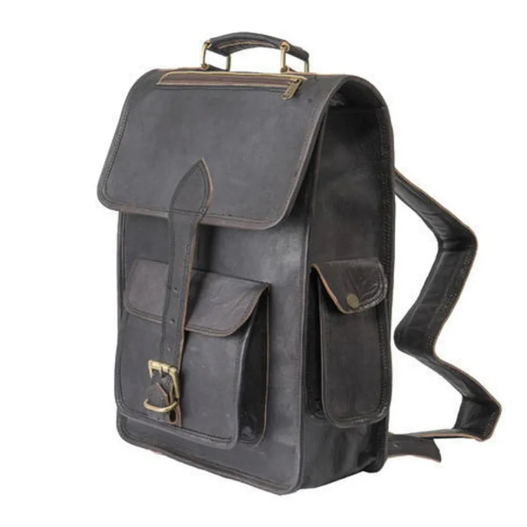 Texas Black Leather Backpack