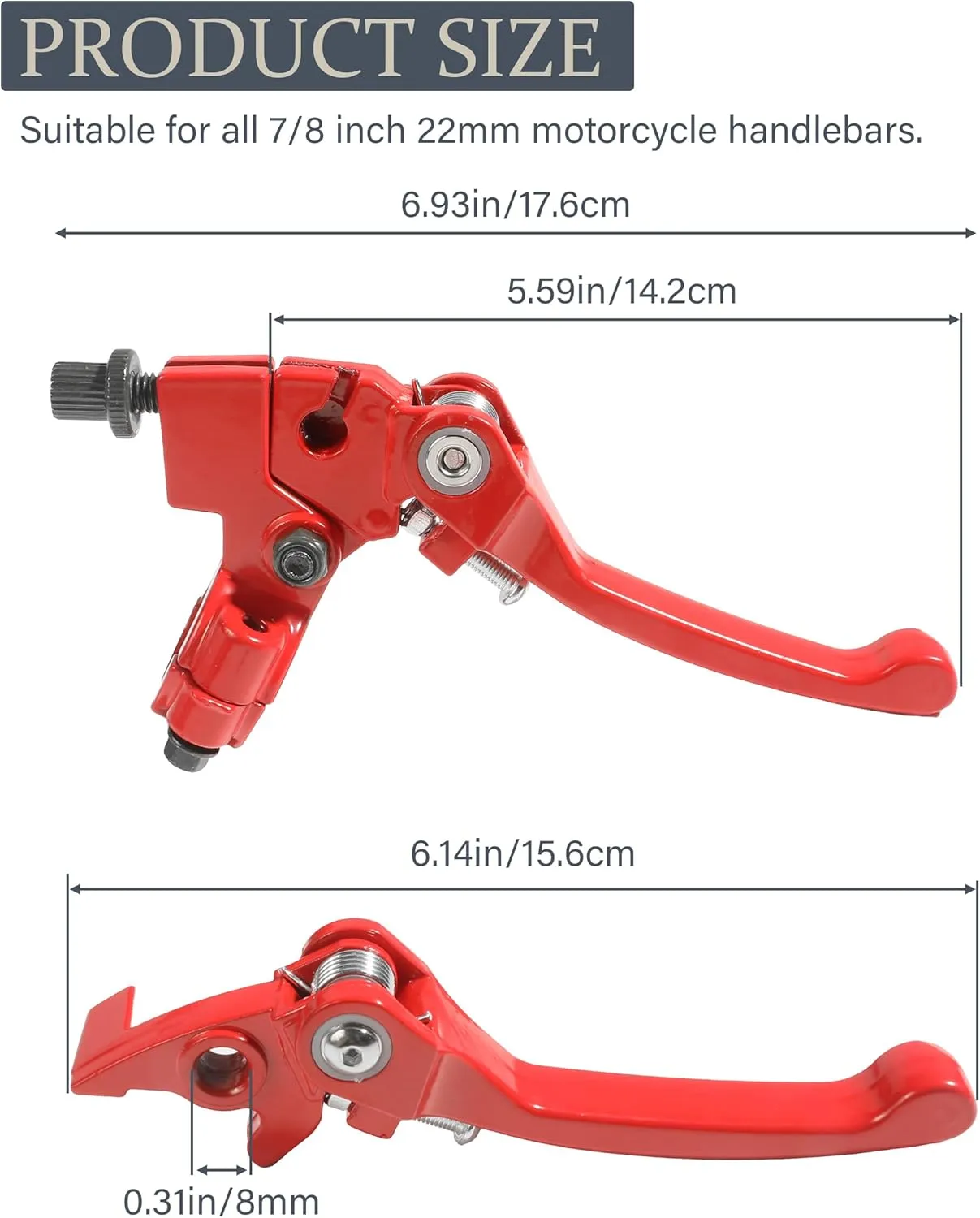 VARGTR Folding Clutch Brake Lever with Clutch Cable,Car Accessories 7/8" Handlebar Clutch Lever Replacement for 110cc 125cc 140cc 150cc Tao Tao DB17 Apollo RFZ DBX15 X18 X19 Dirt Pit Bikes(Red)