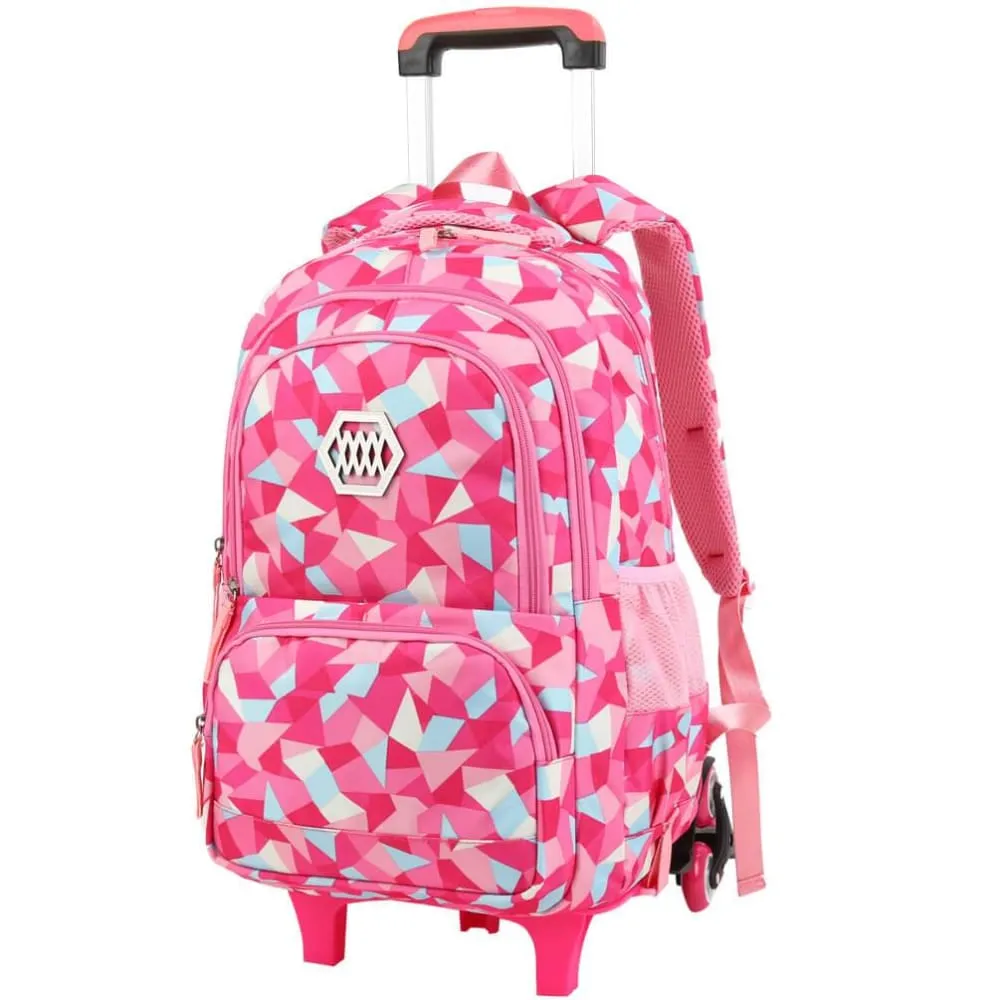Vbiger Large-capacity Trolley School Bag Travel Rolling Backpacks for Primary School Students