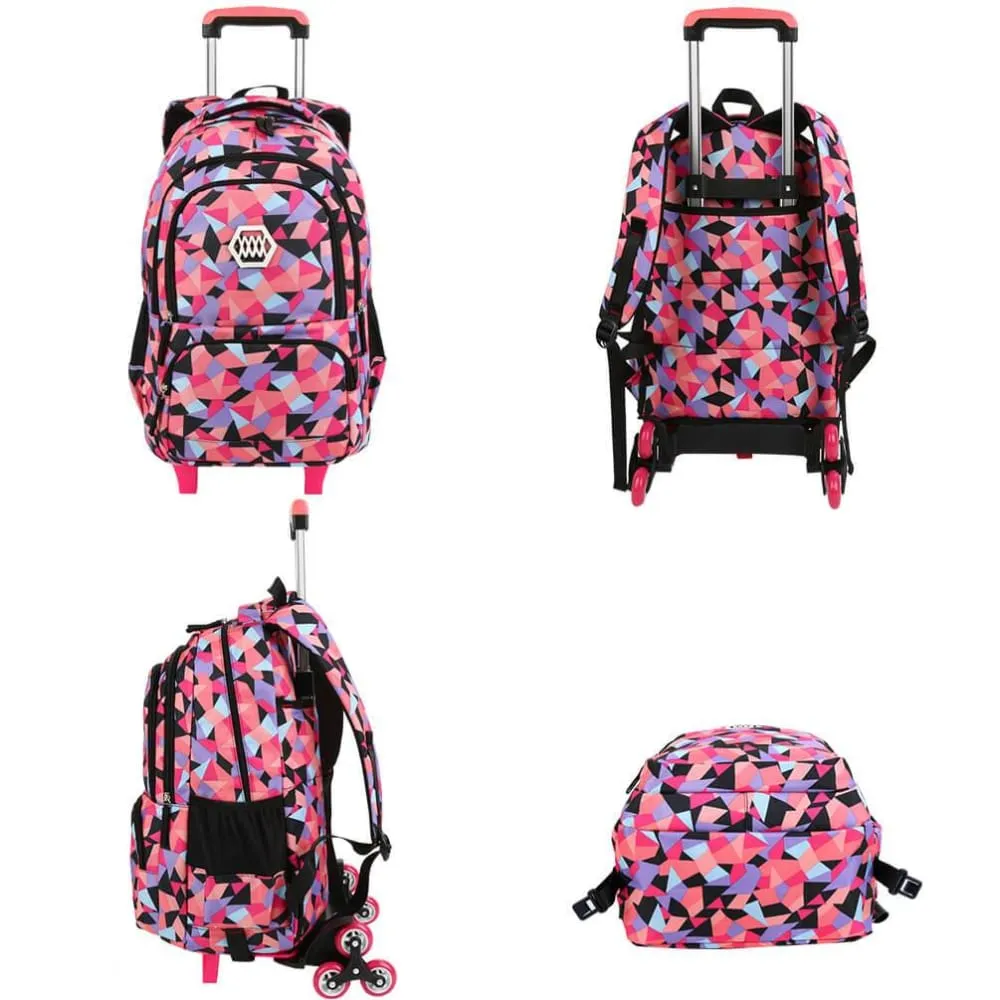 Vbiger Large-capacity Trolley School Bag Travel Rolling Backpacks for Primary School Students