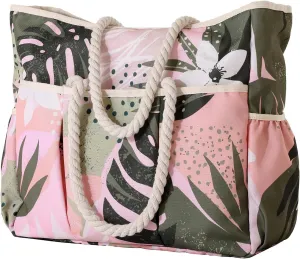 Vomgomfom 30L Large Beach Bag with Removable Wet Compartment, 14 Pockets, Waterproof Sandproof Pool Tote with Zipper Closure