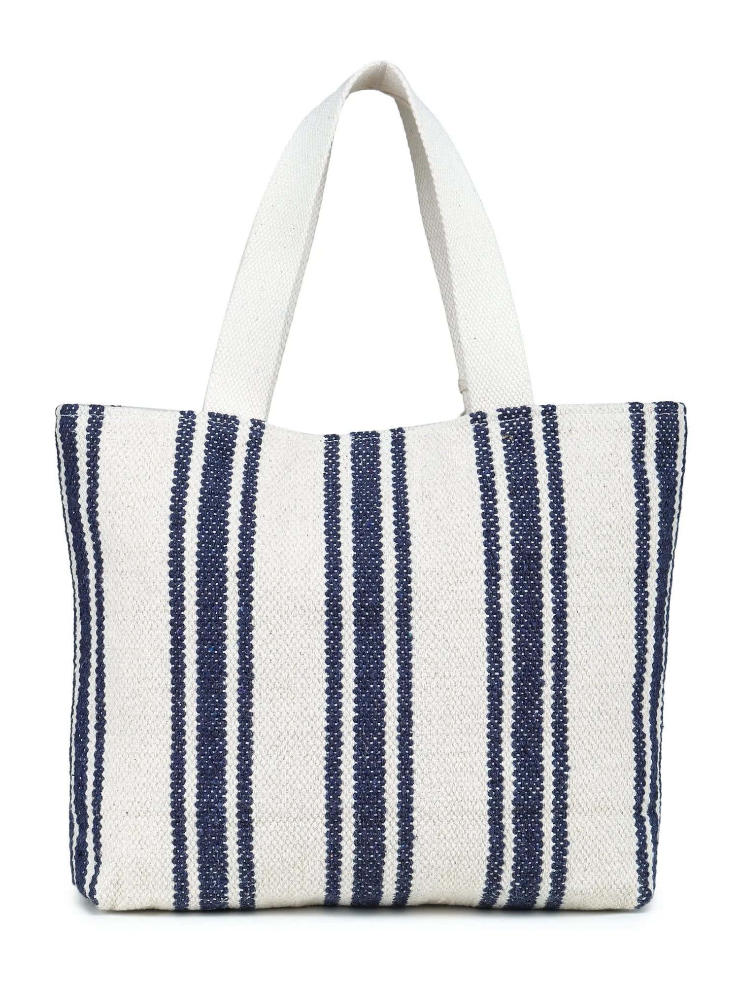 White-blue Hand Woven Tote Bag