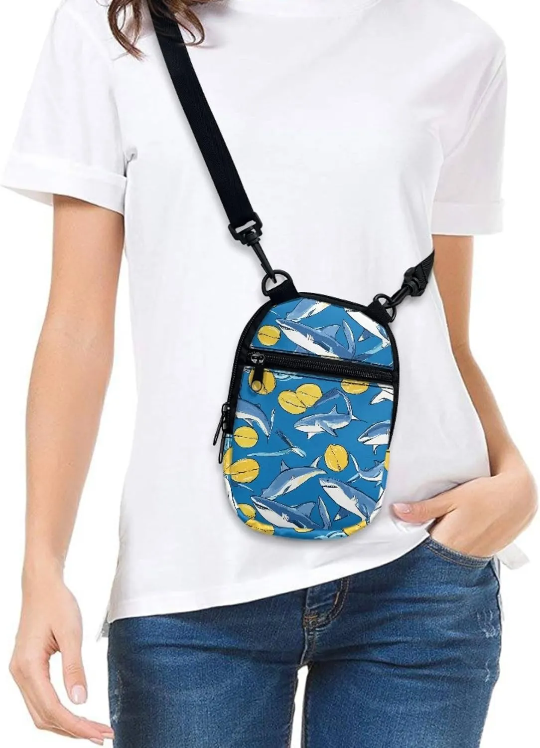 Women Girls Canvas Messenger Bag with Zipper Mini Crossbody Totes for Money Coins Purse Cell Phone Holder