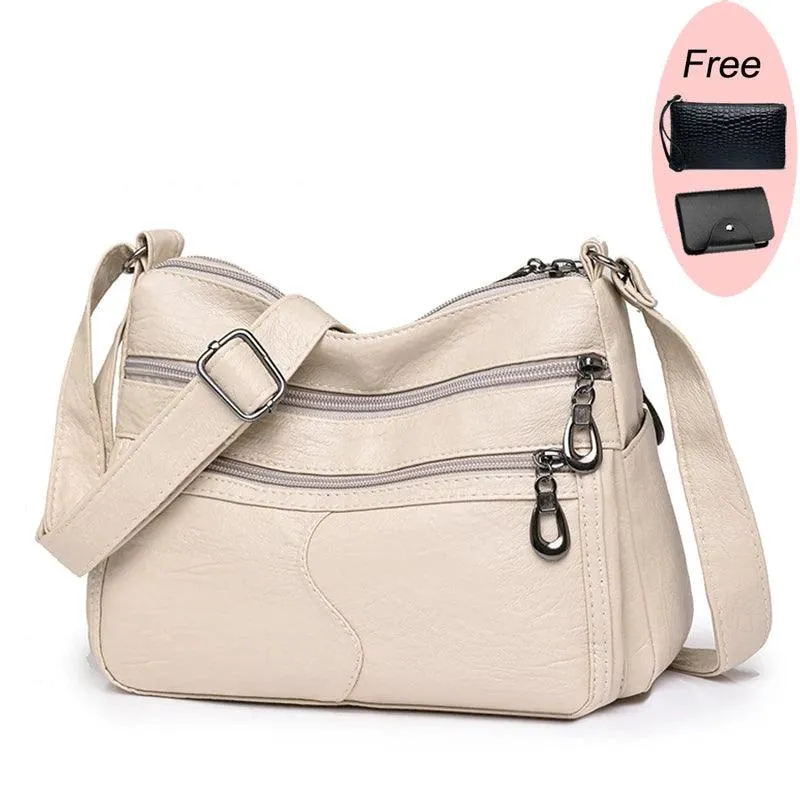 Women's Vintage Handbags and Purses - Retro Design Soft Leather Crossbody Bags