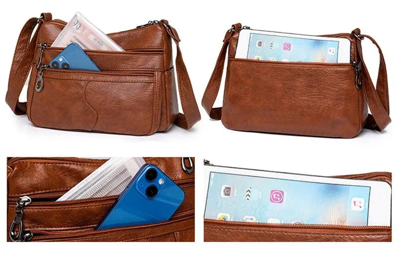 Women's Vintage Handbags and Purses - Retro Design Soft Leather Crossbody Bags