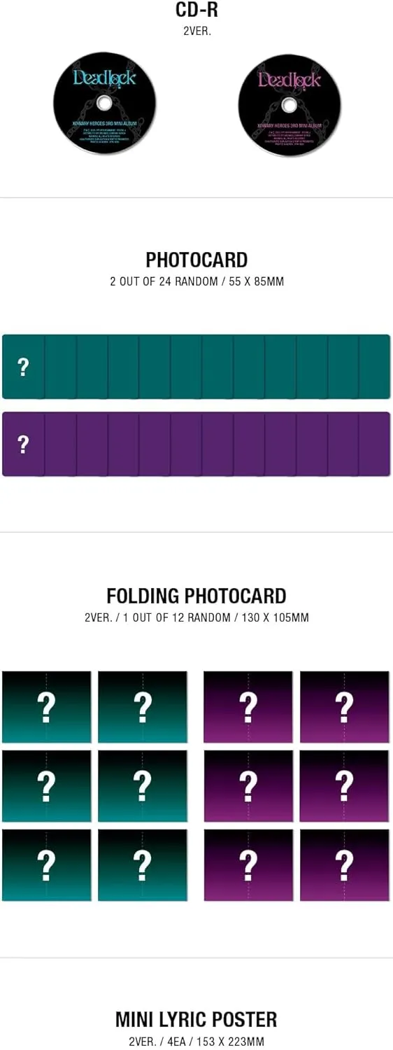 Xdinary Heroes Deadlock 3rd Mini Album CD POB Photobook Photocard Lyric poster on pack Tracking Sealed (Full SET(Standard 2 Version Compact 6 Version))