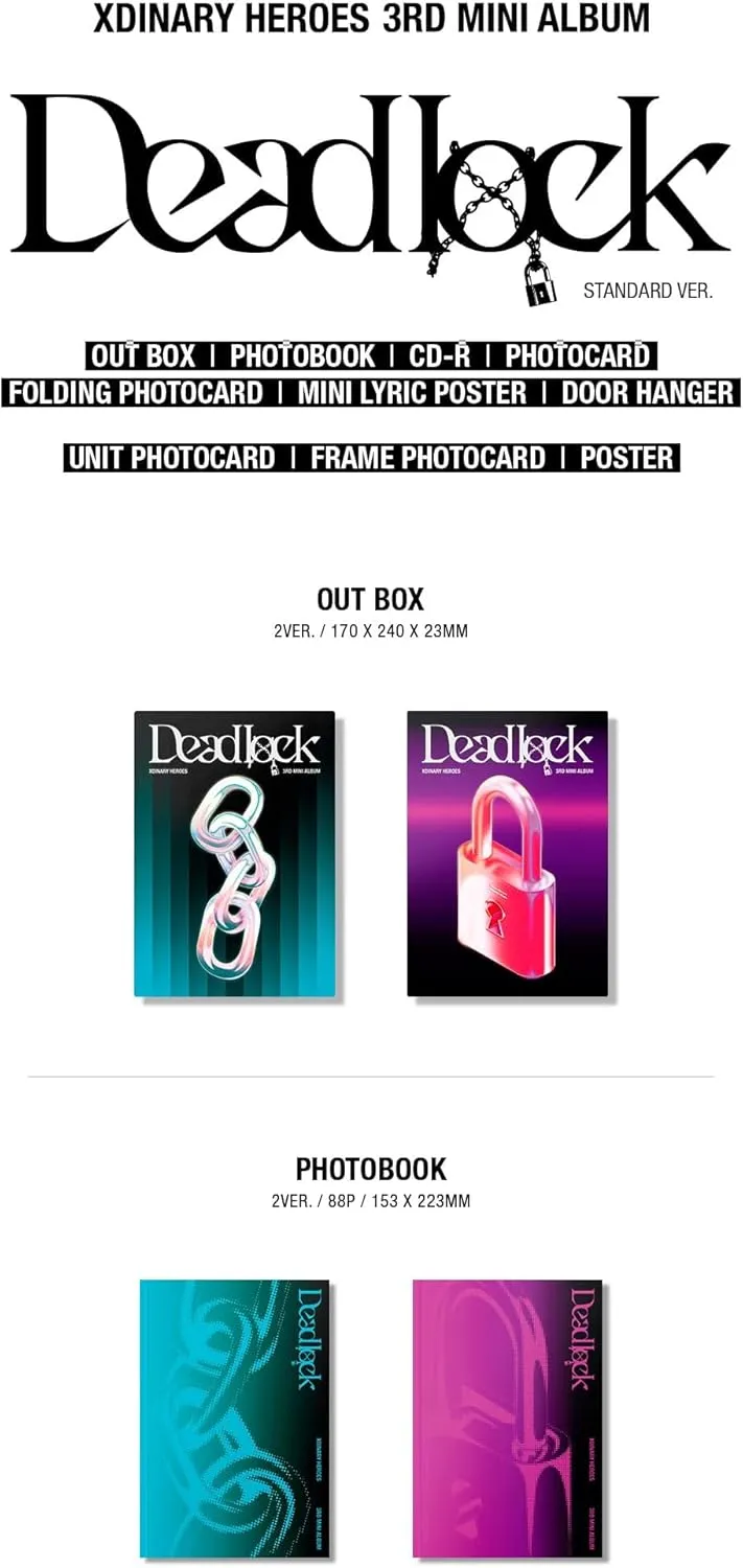 Xdinary Heroes Deadlock 3rd Mini Album CD POB Photobook Photocard Lyric poster on pack Tracking Sealed (Full SET(Standard 2 Version Compact 6 Version))